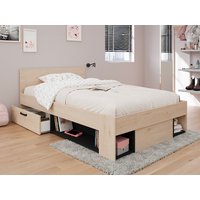 Bett 120 x 190/200 cm mit Stauraum - Holzfarben & Schwarz - KINSELIA Bett 120 x 190/200 cm mit Stauraum - Holzfarben & Schwarz - KINSELIA von Vente-unique