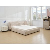 Bett 140 x 200 cm mit geschwungenem Kopfteil - Bouclé-Stoff - Beige - LARUMO von Maison Céphy von Vente-unique