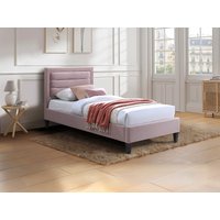 Bett 90 x 190 cm mit gepolstertem Kopfteil + Matratze - Rosa - MACHUPIO Bett 90 x 190 cm mit gepolstertem Kopfteil + Matratze - Rosa - MACHUPIO von Vente-unique