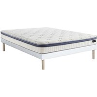 Bett-Set 140x190 cm - Polsterbettgestell + Hybrid-Matratze Taschenfederkern 7 Zonen + Memory - 25 cm - MALAO von PALACIO Bett-Set 140x190 cm - Polsterbettgestell + Hybrid-Matratze Taschenfederkern 7 Zonen + Memory - 25 cm - MALAO von PALACIO von Vente-unique