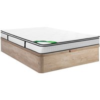 Bett-Set 160 x 200 cm, Bettkasten natur hell + 7-Zonen-Taschenfederkernmatratze mit integriertem Topper und Bambusbezug, Höhe 26 cm - MIREZA von NATUREA von Vente-unique