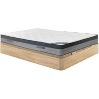 Bett-Set 180 x 200 cm, Bettkasten natur hell + Hybridmatratze 7-Zonen-Taschenfederkern & Memory-Schaum, Höhe 30 cm - ILYROS von YSMÉE von Vente-unique