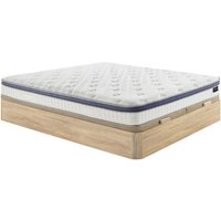 Bett-Set 180x200 cm - Bettkasten Natur hell + Hybrid-Matratze Taschenfederkern 7 Zonen + Memory + Latex - 25 cm - MALAO von PALACIO von Vente-unique