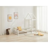 Bett in Hausoptik - 90 x 190 cm - Kiefer & MDF - Weiß - VARLAINE Bett in Hausoptik - 90 x 190 cm - Kiefer & MDF - Weiß - VARLAINE von Vente-unique