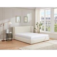 Bett mit Bettkasten + Matratze - 140 x 190 cm - Bouclé-Stoff - Cremefarben - CORTAGA Bett mit Bettkasten + Matratze - 140 x 190 cm - Bouclé-Stoff - Cremefarben - CORTAGA von Vente-unique