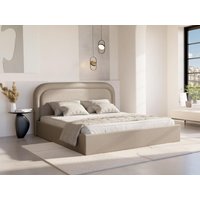 Bett mit Bettkasten - 180 x 200 cm - Melierter Stoff - Beige - FIREZA von Vente-unique