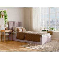 Bett mit Bettkasten 90 x 190 cm mit Kopfteil mit vertikalen Ziernähten + Matratze - Stoff - Rosa - SARAH Bett mit Bettkasten 90 x 190 cm mit Kopfteil mit vertikalen Ziernähten + Matratze - Stoff - Rosa - SARAH von Vente-unique