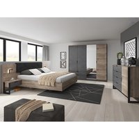 Bett mit Nachttischen - 160 x 200 cm - Mit LED-Beleuchtung - Holzfarben & Anthrazit - LAONILE von Vente-unique