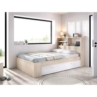 Bett mit Stauraum - 120 x 190 cm - Holzfarben & Weiß - VARDIEL von Vente-unique