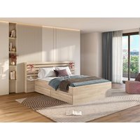 Bett mit Stauraum - 180 x 200 cm - Holzfarben + Lattenrost + Matratze - TENALIA von Vente-unique