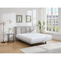 Bett mit gestepptem Kopfteil + Matratze - 140 x 190 cm - Samt - Grau - NISATIO Bett mit gestepptem Kopfteil + Matratze - 140 x 190 cm - Samt - Grau - NISATIO von Vente-unique