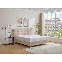 Bett mit gestepptem Kopfteil + Matratze - 140 x 190 cm - Stoff - Beige - NIRPIO von Vente-unique