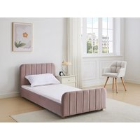 Bett mit vertikalen Ziernähten - 90 x 190 cm - Samt - Rosa - ROGADI Bett mit vertikalen Ziernähten - 90 x 190 cm - Samt - Rosa - ROGADI von Vente-unique