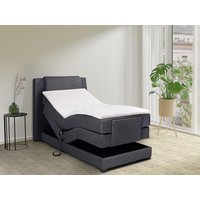 Boxspringbett mit Bettkopfteil + elektrischem Untergestell mit Relaxfunktion + Matratze + Topper - 100 x 200 cm - Stoff - Anthrazit - CASTEL II von PALACIO von Vente-unique