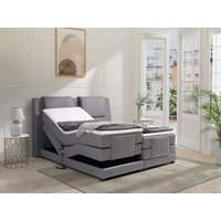 Boxspringbett mit Bettkopfteil + elektrischem Untergestell mit Relaxfunktion + Matratzen + Topper - 2 x 80 x 200 cm - Stoff - Hellgrau - CASTEL II von PALACIO Boxspringbett mit Bettkopfteil + elektrischem Untergestell mit Relaxfunktion + Matratzen + Topper - 2 x 80 x 200 cm - Stoff - Hellgrau - CASTEL II von PALACIO von Vente-unique