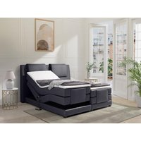 Boxspringbett mit Bettkopfteil + elektrischem Untergestell mit Relaxfunktion + Matratzen + Topper - 2 x 90 x 200 cm - Stoff - Anthrazit - CASTEL II de PALACIO Boxspringbett mit Bettkopfteil + elektrischem Untergestell mit Relaxfunktion + Matratzen + Topper - 2 x 90 x 200 cm - Stoff - Anthrazit - CASTEL II de PALACIO von Vente-unique
