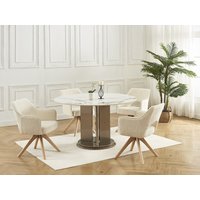 Bürostuhl Drehstuhl mit Armlehnen 2er-Set - Stoff & Eiche - Cremefarben - KONYA Bürostuhl Drehstuhl mit Armlehnen 2er-Set - Stoff & Eiche - Cremefarben - KONYA von Vente-unique