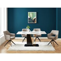 Bürostuhl Drehstuhl mit Armlehnen 2er-Set - Stoff & Metall - Taupe - KONYA von Vente-unique