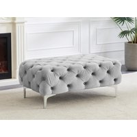 Chesterfield-Hocker - Samt - Hellgrau - EDWINA von Vente-unique