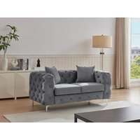 Chesterfield-Sofa 2-Sitzer - Samt - Anthrazit - EDWINA von Vente-unique
