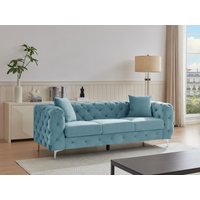 Chesterfield-Sofa 3-Sitzer - Samt - Pastellblau - EDWINA von Vente-unique