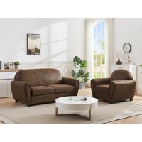 Clubsofa 3-Sitzer & Sessel - Mikrofaser - Vintage-Leder-Optik - VICTORY III von Vente-unique