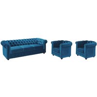 Couchgarnitur 3+1+1 - Samt - Grünblau - CHESTERFIELD Couchgarnitur 3+1+1 - Samt - Grünblau - CHESTERFIELD von Vente-unique