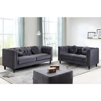 Couchgarnitur 3+2 - Samt - Anthrazit - TURNER von Vente-unique