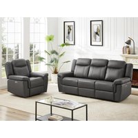 Couchgarnitur Leder mit elektrischer Relaxfunktion 3+1 - Taupe - KENNETH von Vente-unique