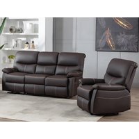 Couchgarnitur Relax 3+1 - Kunstleder - Braun - CANBY von Vente-unique