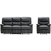 Couchgarnitur Relax 3+1 - Kunstleder - Schwarz - CANBY von Vente-unique