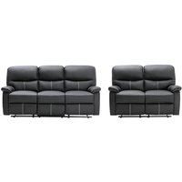 Couchgarnitur Relax 3+2 - Kunstleder - Schwarz - CANBY von Vente-unique