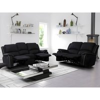 Couchgarnitur Relax 3+2 - Microfaser - Schwarz - HERNANI von Vente-unique