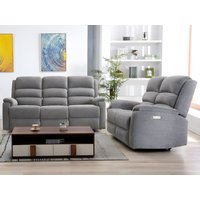 Couchgarnitur mit elektrischer Relaxfunktion 3+2 - Stoff - Grau - NEVERS von Vente-unique