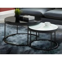 Couchtisch 2er-Set - Glass & Metall - Schwarz & Weiß - BILLIE von Vente-unique