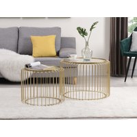 Couchtisch 2er-Set - Metall & Glas - Goldfarben - FERIDA von Vente-unique