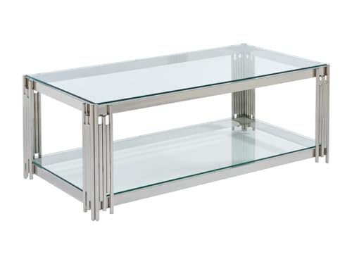 Couchtisch - Sicherheitsglas & Edelstahl - Chromfarben - NOMELANO Couchtisch - Sicherheitsglas & Edelstahl - Chromfarben - NOMELANO von Vente-unique