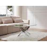 Couchtisch - Sicherheitsglas & Verchromtes Metall - Transparent - COSIMA von Vente-unique