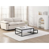 Couchtisch höhenverstellbar - MDF & Metall - Marmor-Optik Weiß & Schwarz - LUTESA von Vente-unique