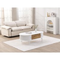 Couchtisch mit 2 Schiebetüren & 1 Schublade - MDF - Weiß & Holzfarben - VELURANI von Vente-unique