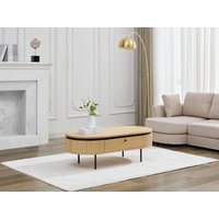 Couchtisch mit 2 Schubladen - Eichenfurnier & Metall - Holzfarben hell & Schwarz - CARDIONA von Vente-unique