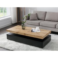 Couchtisch mit 2 Schubladen - MDF - Schwarz & Holzfarben hell - FELIX von Vente-unique
