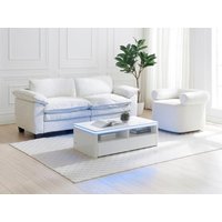 Couchtisch mit 2 Schubladen & 2 Ablagefächern - Mit LED-Beleuchtung - Weiß - SYLPIA von Vente-unique