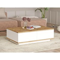 Couchtisch mit 2 Türen - Holzfarben hell & Weiß - LOTULA von Vente-unique