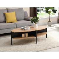 Couchtisch mit 4 Ablagefächern - MDF & Metall - Holzfarben hell & Schwarz - EVARO von Vente-unique
