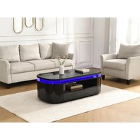 Couchtisch mit 4 Türen & 1 Schublade + LEDs - MDF - Schwarz lackiert - VANDANA von Vente-unique