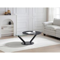 Couchtisch mit drehbaren Tischplatten - Keramik, Sicherheitsglas & Metall - Marmor-Optik Schwarz - ELDOVA von Vente-unique