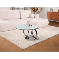 Couchtisch mit drehbaren Tischplatten - Keramik & Glas - Weiß mit Marmor-Effekt - JOLINE von Vente-unique