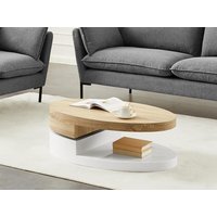 Couchtisch mit  drehbarer Tischplatte - MDF - Naturfarben &  Weiß - VITALY von Vente-unique