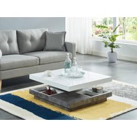 Couchtisch mit drehbarer Tischplatte - MDF - Weiß lackiert & Beton-Optik - FAUSTO II von Vente-unique